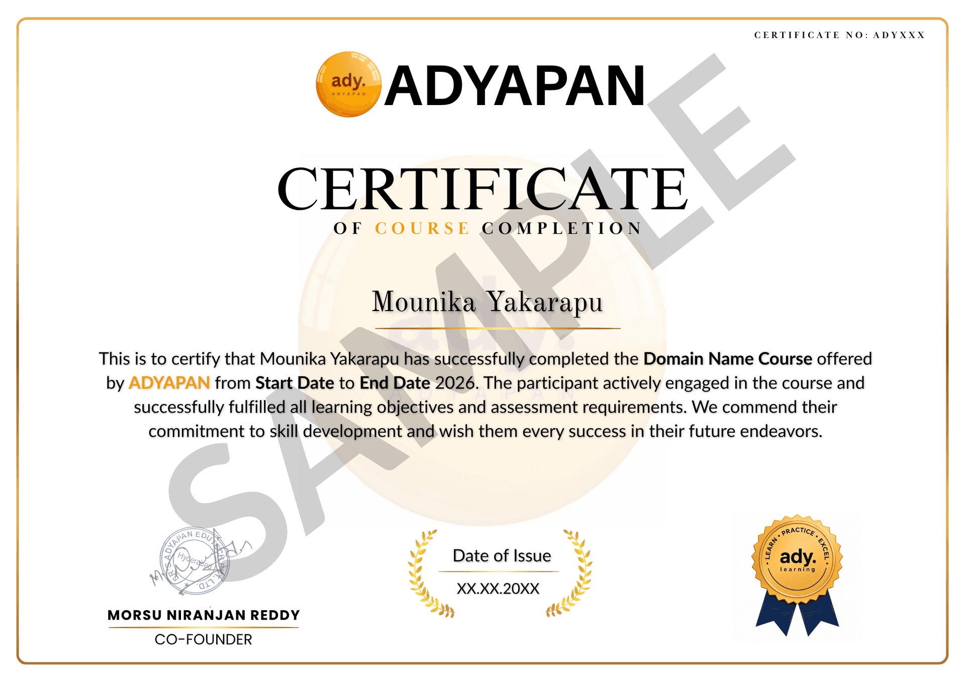 Certificate of Completion